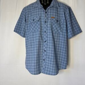 Orvis Classic Collection Plaid Fishing Shirt Men L Blue Short Sleeve Outdoor dad